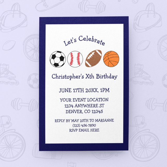 Sports Boy Birthday Inbjudningar (Skapare uppladdad)