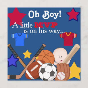 Sports Boys BABY SHOWER-inbjudan Inbjudningar