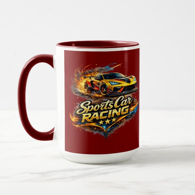 Sports Car Racing Fire Graphic Combo Coffee Mug Mugg (Vänster)