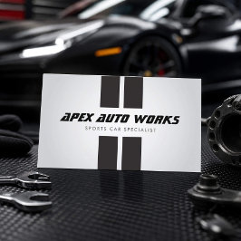 Sports Car Specialist Racing Stripes Gray Visitkort