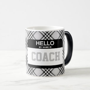 Sports Coach Namn bricka Team Grått Black White Pl Magisk Mugg