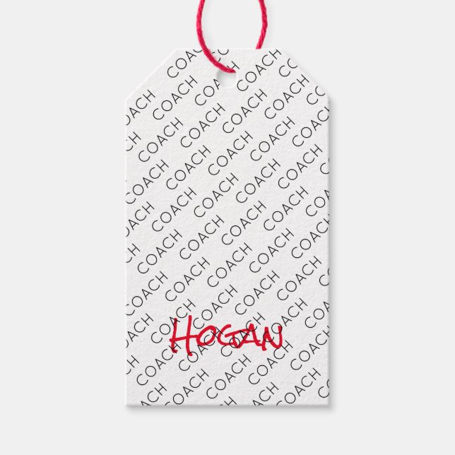 Sports Coach NAMN School Team Färg Modern Roligt Presentetikett (Framsidan)