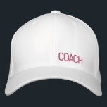 Sports COACH Team NAMN School Färg Timless Broderad Keps<br><div class="desc">Broderad typografi med anpassningsbar COACH i rött,  anpassningsbar TEAM NAMN i rött på baksidan. Enkel att anpassa text,  Text Färg till ditt eget namn & team färg. Underbar för ALLA idrotter,  tränare,  team,  hela året. Klassisk,  tidslös,  kvalitet. Blanda och matcha hela Coach/Sports/School/Team Spirit Collections efter TMCdesigns.</div>