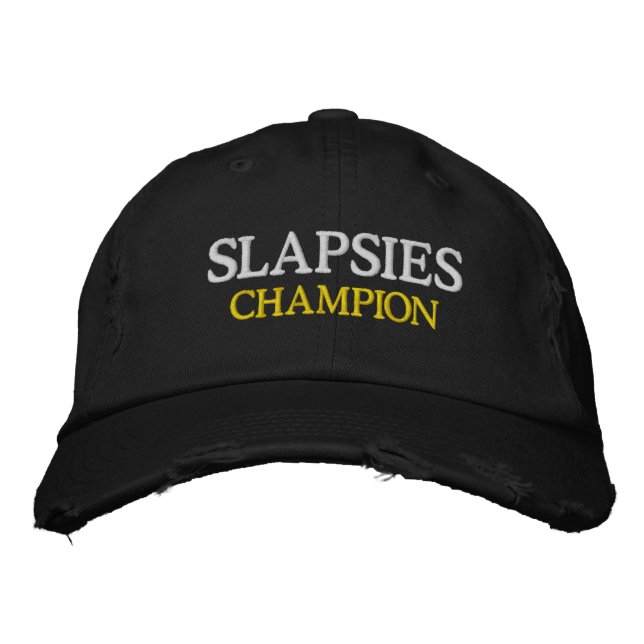 Sports College Drinking Games SLAPSIES CHAMP Broderad Keps (Framsida)