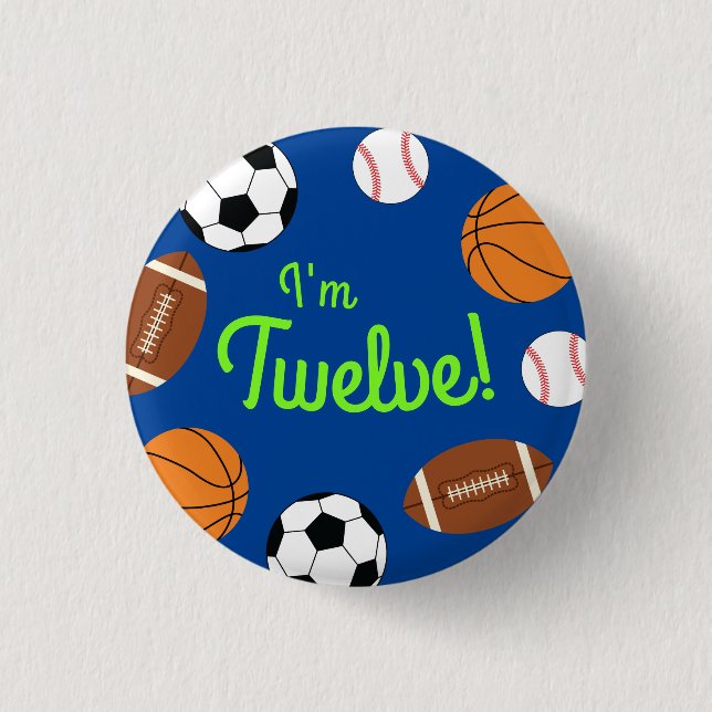 Sports Födelsedagsfest Kids Cute Knapp (Framsida)