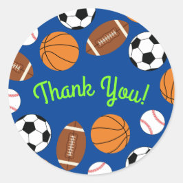 Sports Födelsedagsfest Kids Cute Runt Klistermärke