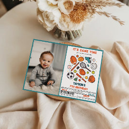 Sports Game Time All-Star 7th Birthday Party | Boy Inbjudningar