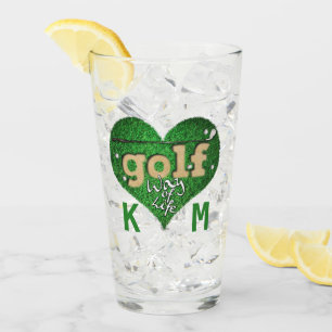 Sports Golf Älskare WAY OF LIFE Quote Monogram Glaskopp