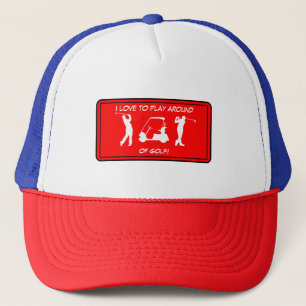 Sports Golf White Silhouette Truckerkeps