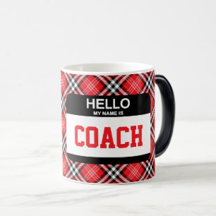 Sports Hej My Namn är COACH Nametag Team Red Magisk Mugg