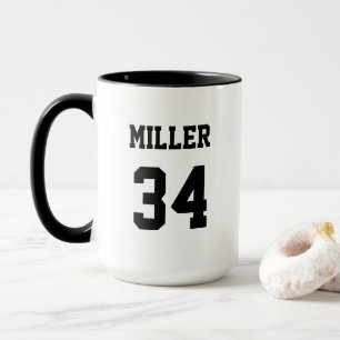 Sports Jersey Black and White Modern Anpassningsba Mugg