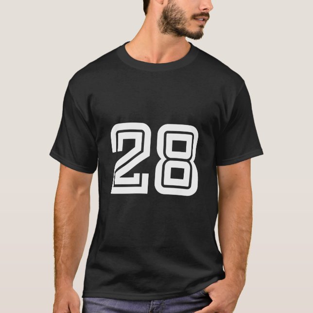 Sports Jersey Favorite Lucky Number 28 T Shirt (Framsida)