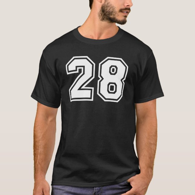 Sports Jersey Favorite Lucky Number 28 T Shirt (Framsida)