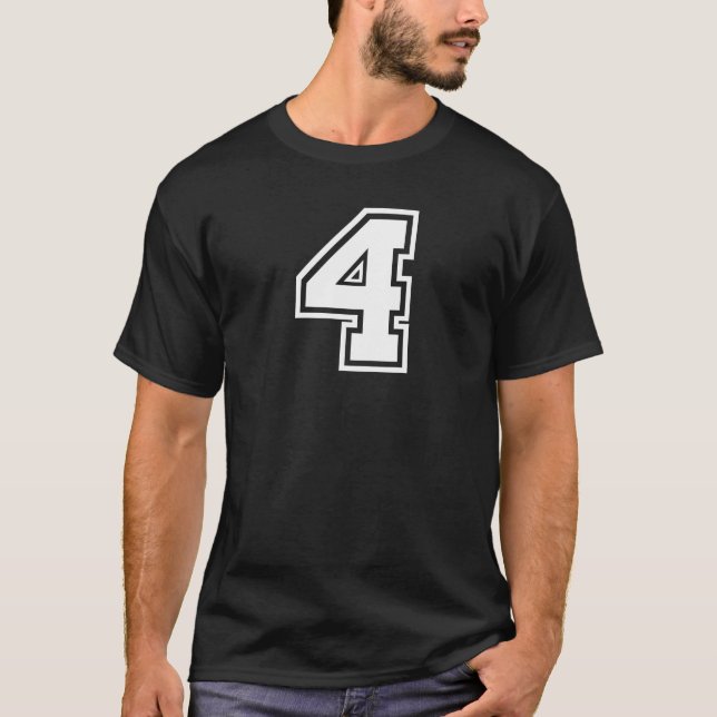 Sports Jersey Favorite Lucky Number #4 T Shirt (Framsida)