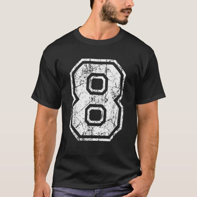 Sports Jersey Grunge Number 8 Fläkt Team Player Bi T Shirt (Framsida)