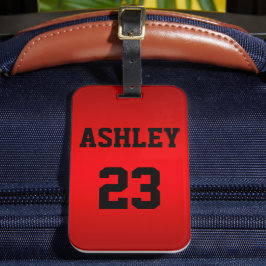 Sports Jersey Number och Namn Red Personlig Bagagebricka