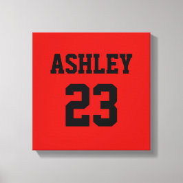 Sports Jersey Number och Namn Red Personlig Canvastryck