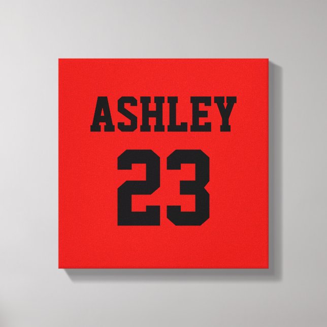 Sports Jersey Number och Namn Red Personlig Canvastryck (Framsida)