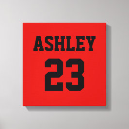 Sports Jersey Number och Namn Red Personlig Canvastryck