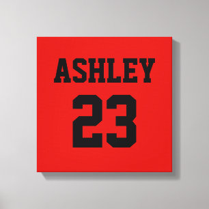 Sports Jersey Number och Namn Red Personlig Canvastryck