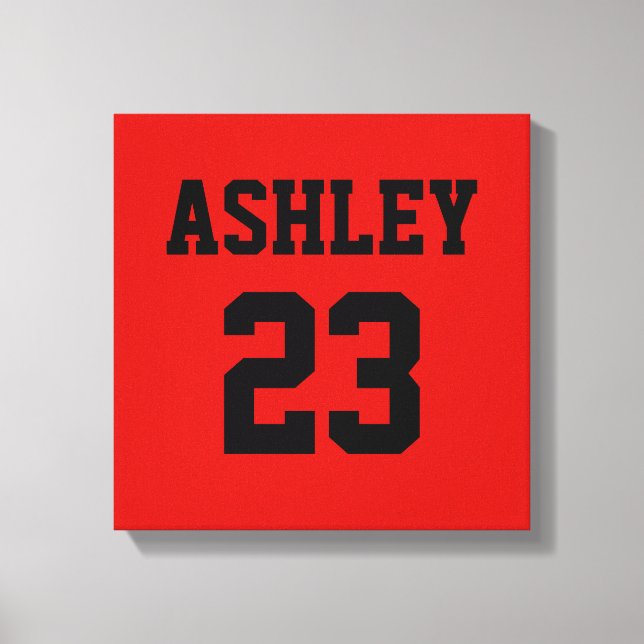 Sports Jersey Number och Namn Red Personlig Canvastryck (Framsida)