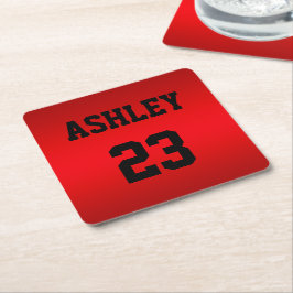 Sports Jersey Number och Namn Red Personlig Underlägg Papper Kvadrat