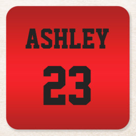 Sports Jersey Number och Namn Red Personlig Underlägg Papper Kvadrat