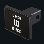 Sports Jersey Personalizable Smoky Black Dragkroksskydd<br><div class="desc">Sports Jersey Team Namn Player Namn Player nummer Stil Trailer Hitch Lock Black Sports Customized - Sports Jersey Personalizable Anpassningsbar Keepsak Sports Theme Gift Idea för spelare,  tränare,  lagkamrater och Sportfantaster av alla åldrar</div>