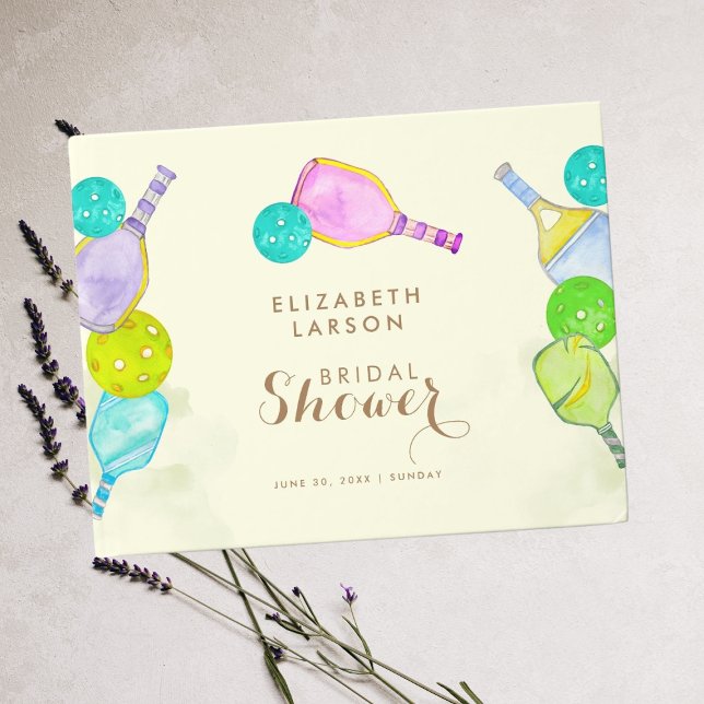 Sports Lover Watercolor  Pickleball Themed Bridal Gästböcker (Skapare uppladdad)