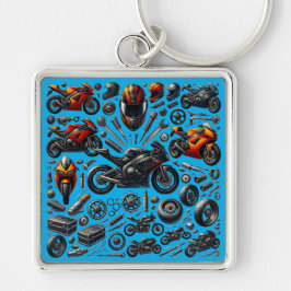 Sports Motorcycles: Speed and Performance Fyrkantig Silverfärgad Nyckelring