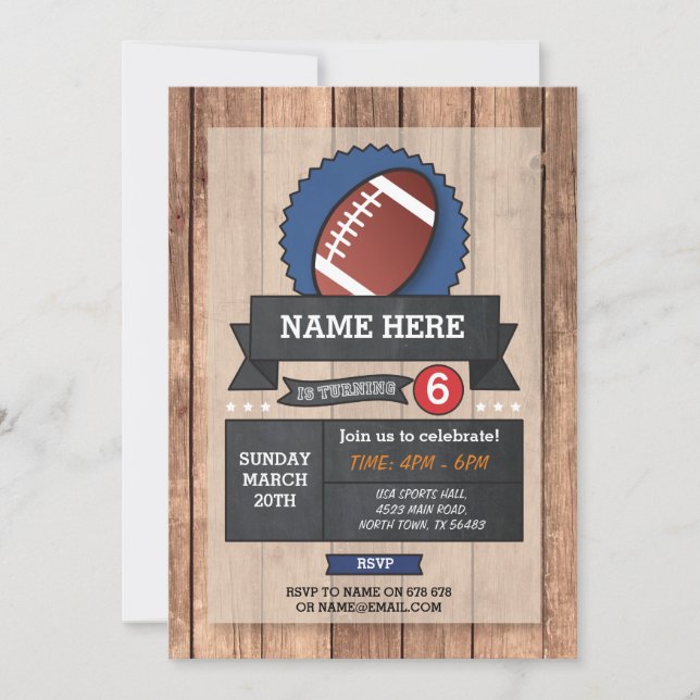 Sports Party American Football USA Birthday Inbjud Inbjudningar (Framsida)