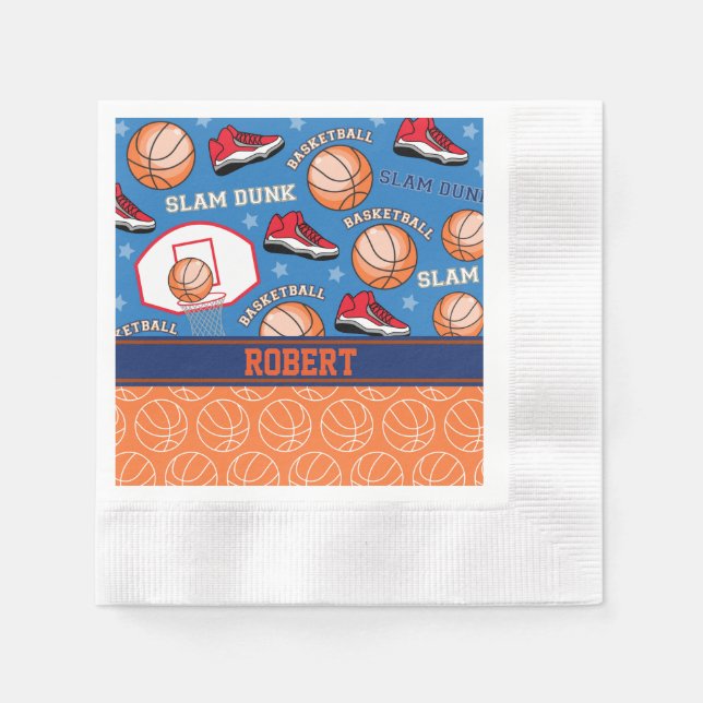 SPORTS Personlig Namn Basketball Fläkt Mönster Pappersservett (Framsidan)
