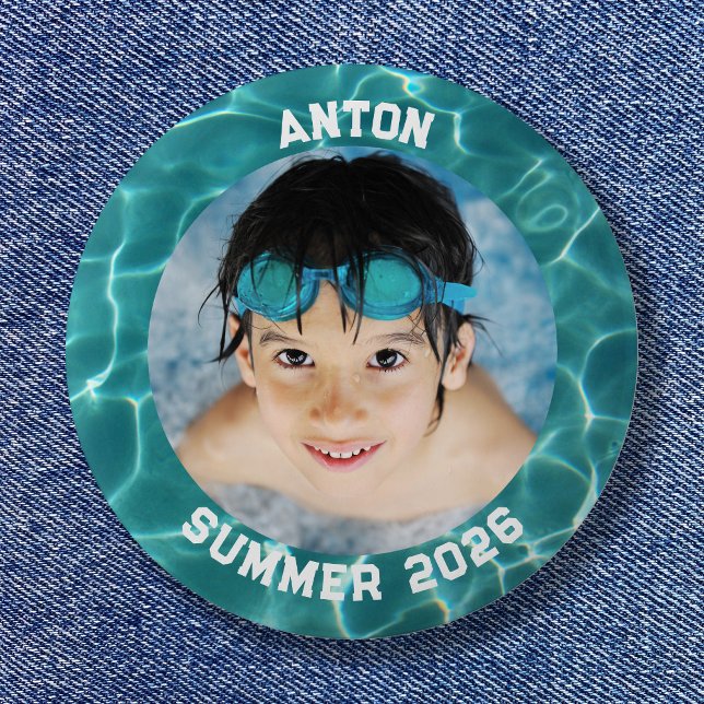 Sports Photo Aqua Grönt Swimming Bassäng Gräns Knapp (Sports Photo Aqua Green Swimming Pool Border Button)