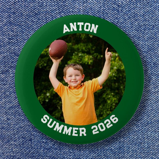 Sports Photo Forest Grönt Gräns Knapp (Sports Photo Forest Green Border Button)