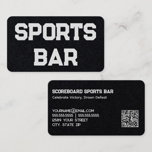 Sports Pub Anpassningsbar QR Visitkort (Fram/baksida)