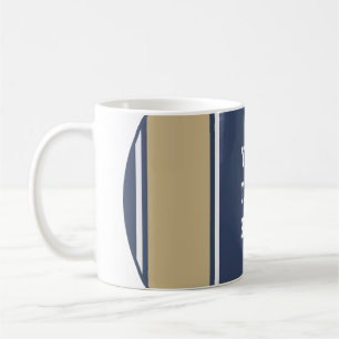 SPORTS RAND - Blue Beige Grått + din text Kaffemugg