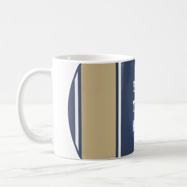 SPORTS RAND - Blue Beige Grått + din text Kaffemugg (Vänster)
