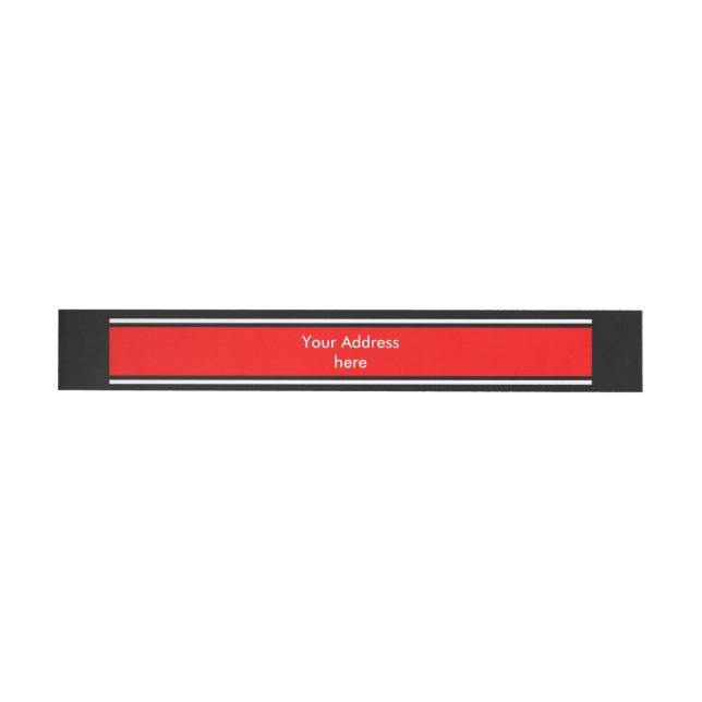 SPORTS RAND - Red Black White + din text Etikettband (Individuell)