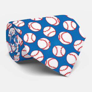 Sports Red and White Basebullon på Blue Mönster Slips