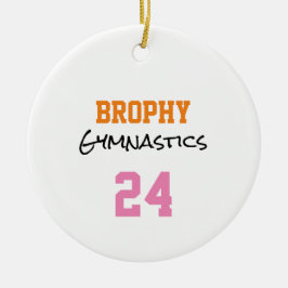 Sports School NAMN Gymnastics YEAR Team Färg Julgransprydnad Keramik