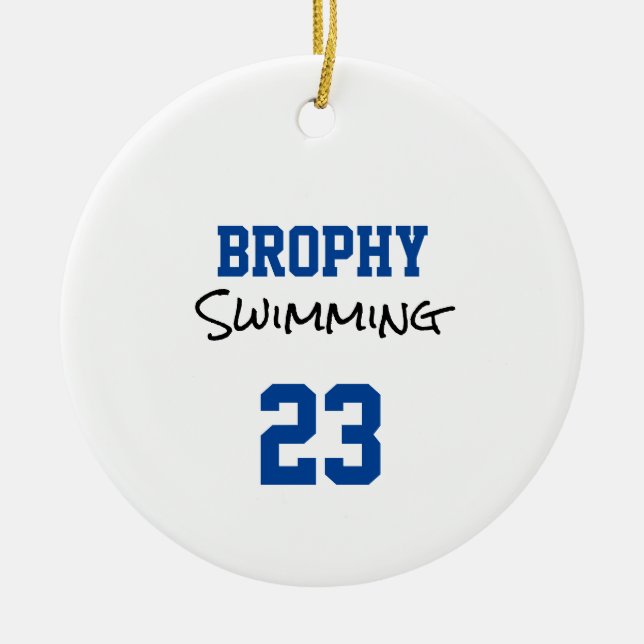Sports School NAMN Swimming Player YEAR Team Julgransprydnad Keramik (Framsidan)