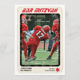 Sports Star Pub Mitzvah inbjudan Red and Black