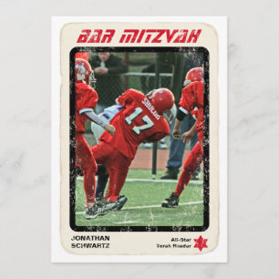 Sports Star Pub Mitzvah inbjudan Red and Black