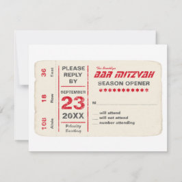 Sports Star Pub Mitzvah OSA Reply Card in Red Kort