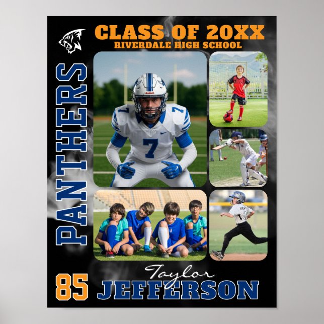 Sports Team High School Senior Picture Collage Poster (Framsidan)