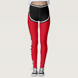 Sports Team Namn Number Black Red Dot Kort Leggings