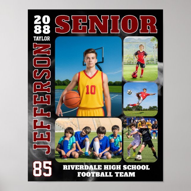 Sports Team Player Senior Night Photo Collage Poster (Framsidan)
