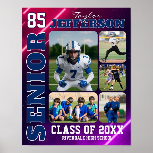 Sports Team Senior Night Custom Photo Collage Poster (Framsidan)