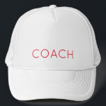 Sports Team Spirit COACH Gift Anpassningsbar Red Keps<br><div class="desc">Modern Vit Hat med anpassningsbar COACH i rött. Enkel att anpassa text,  färg. Roligtens gåva till en sportfölje från en liten grupp på ru College. Blanda och matcha hela idrotter/träning/Team Spirit Collections efter TMCdesign.</div>