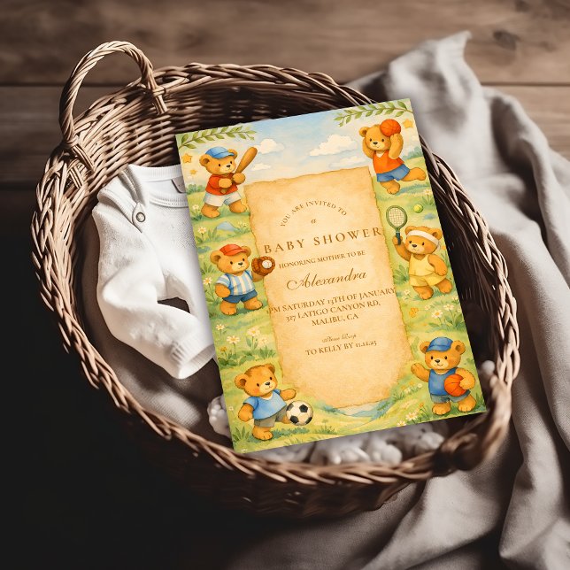 Sports Teddy Bear Baby Shower Inbjudningar (Skapare uppladdad)